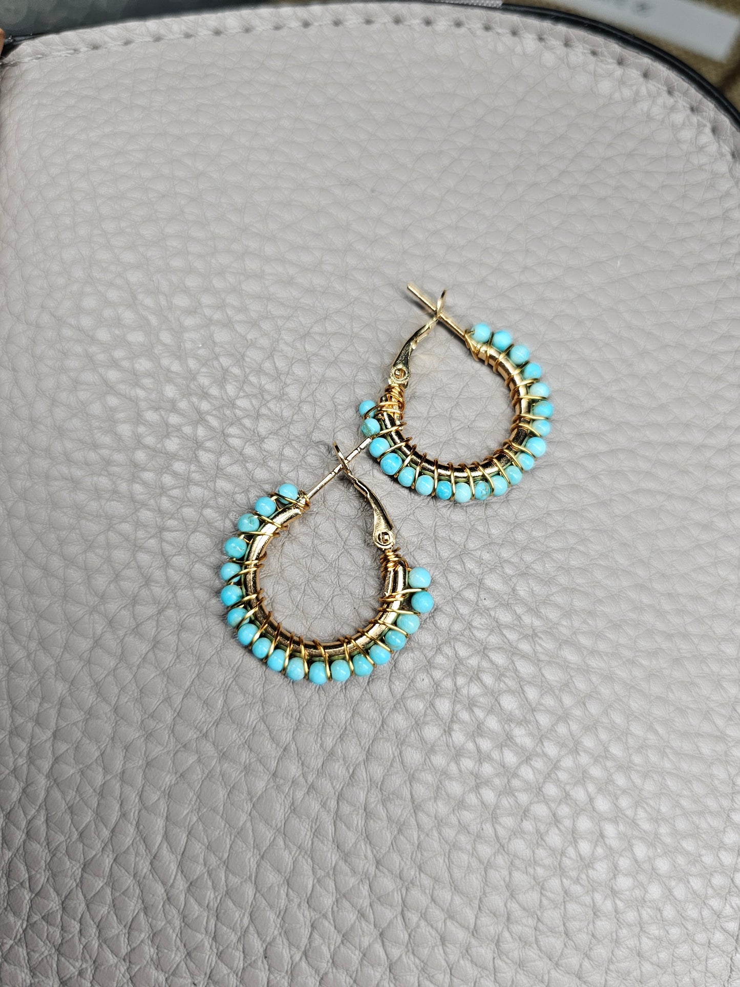 Baby blue clasp hoop earrings