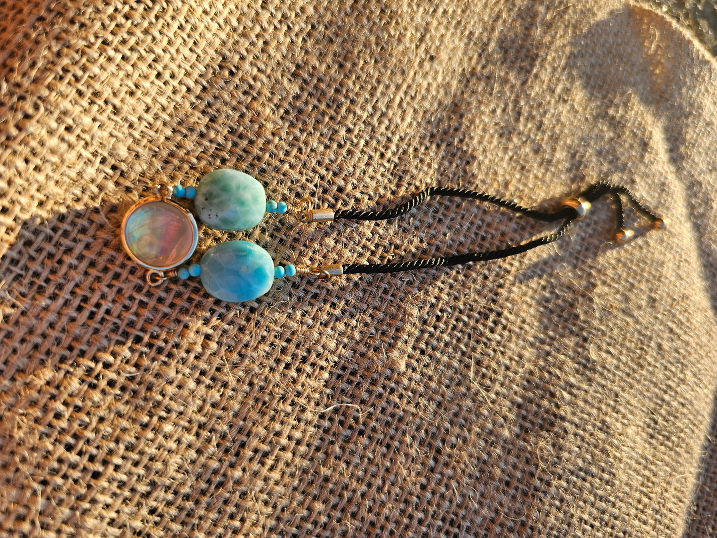 Larimar +Pearl bracelet