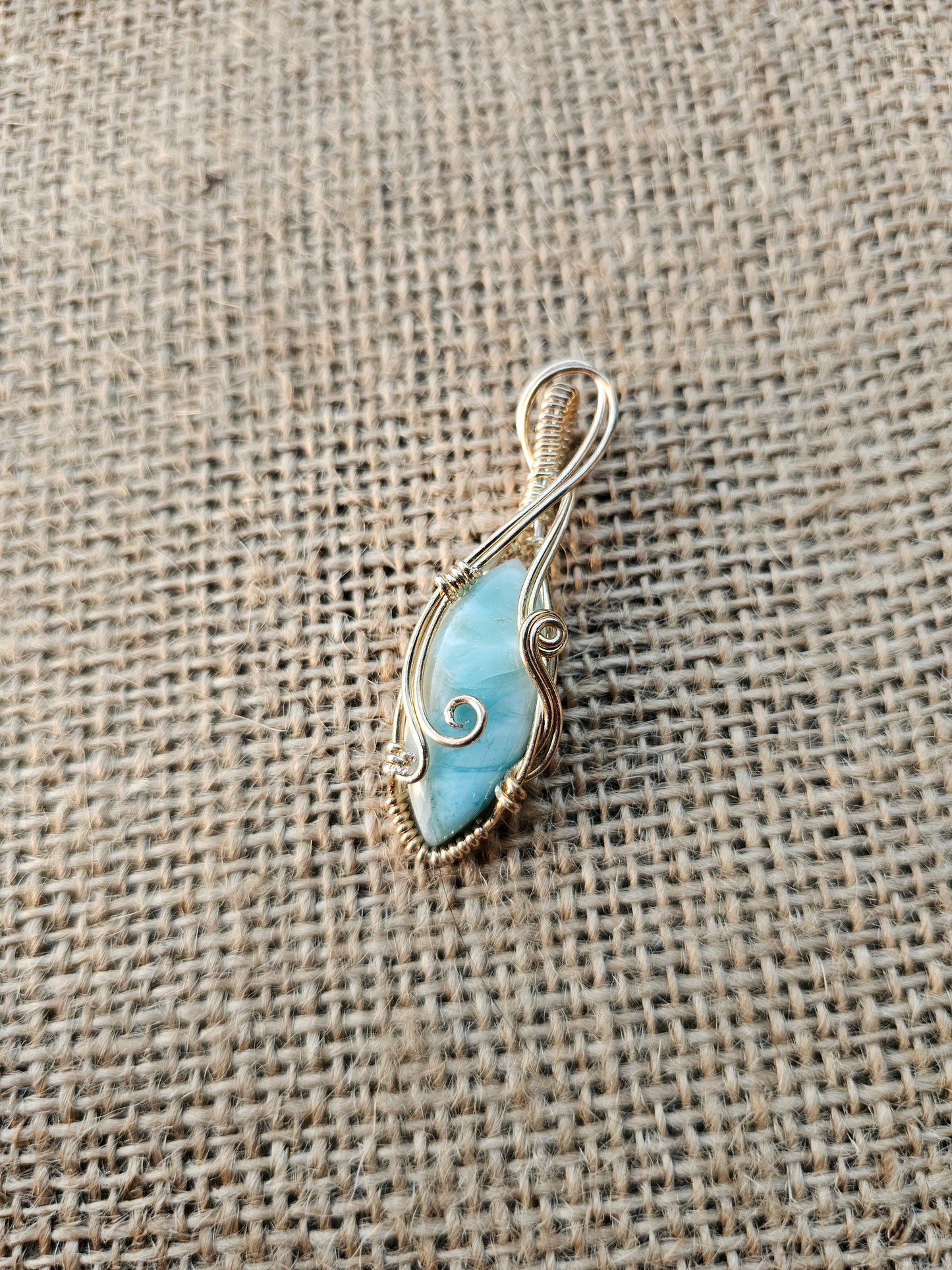 Larimar wrapped in silver