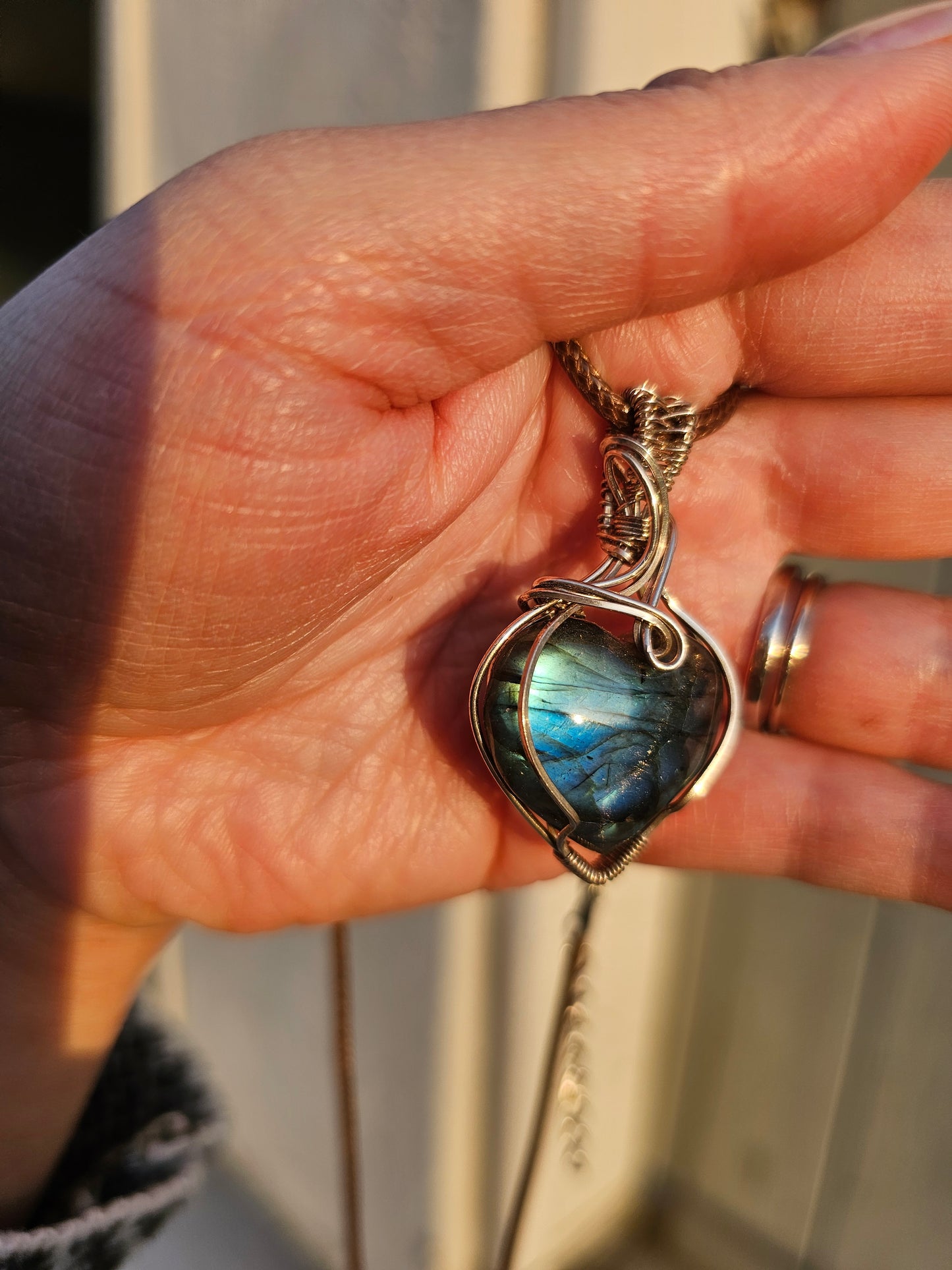 Blue labradorite heart
