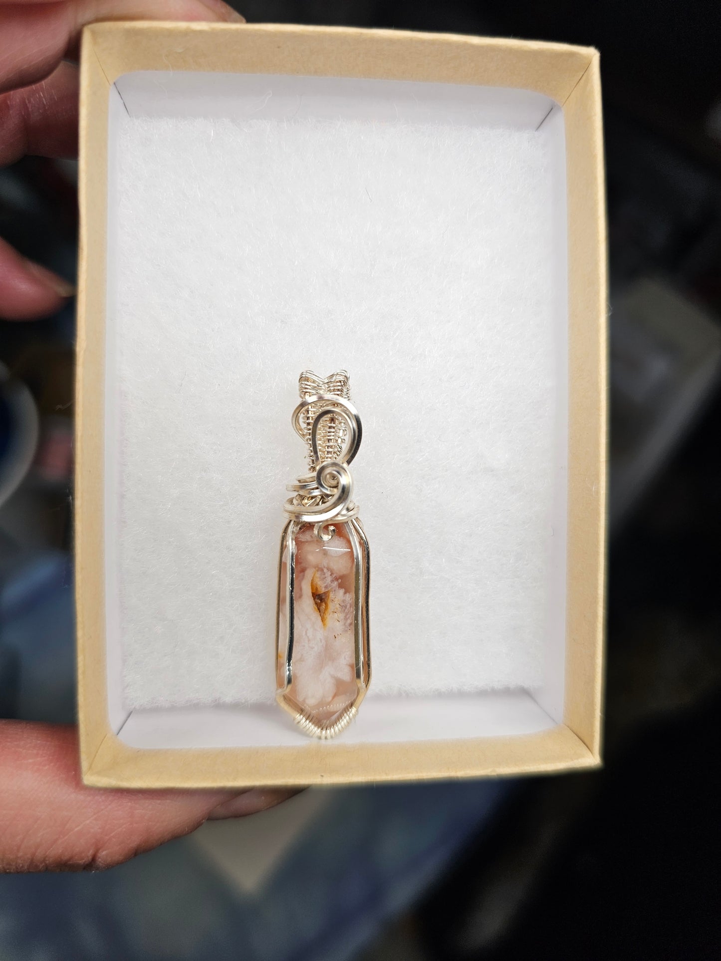 Flower agate in silver
