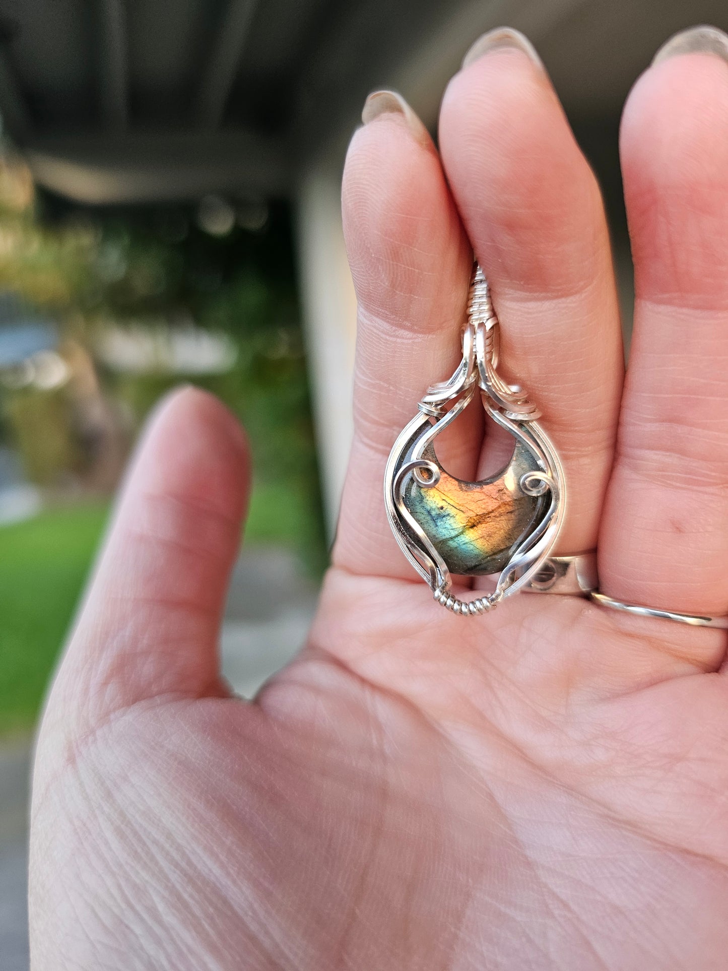 Labradorite moon necklace