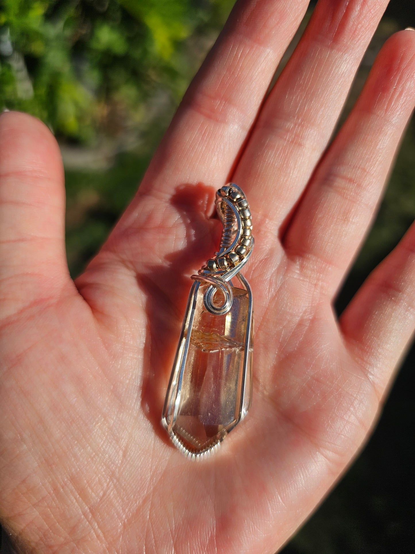 Citrine point in silver