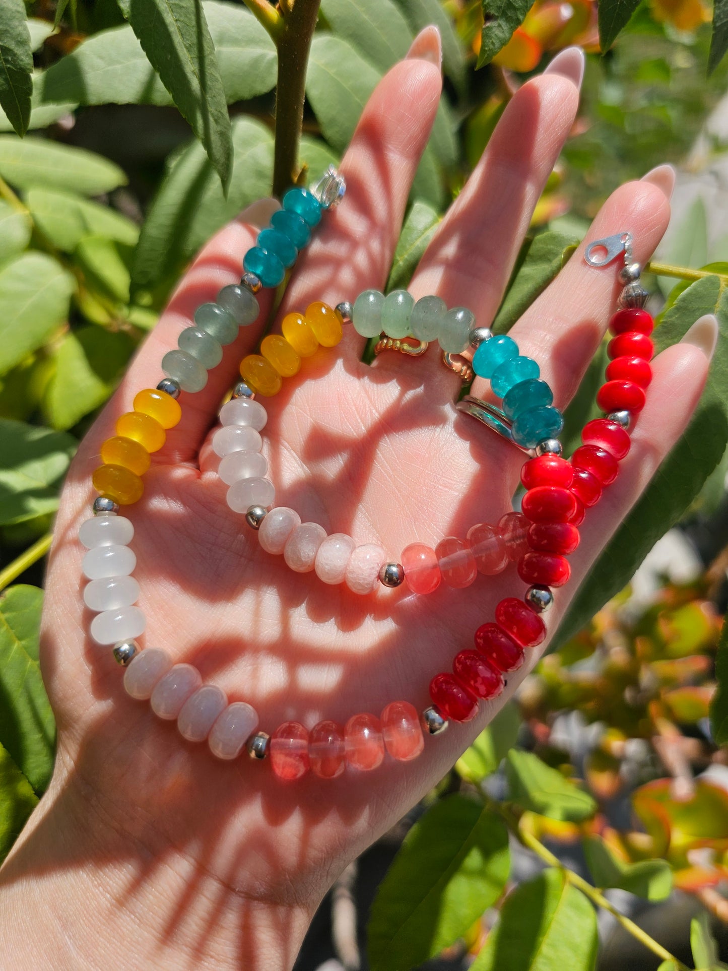 Colored jade necklace