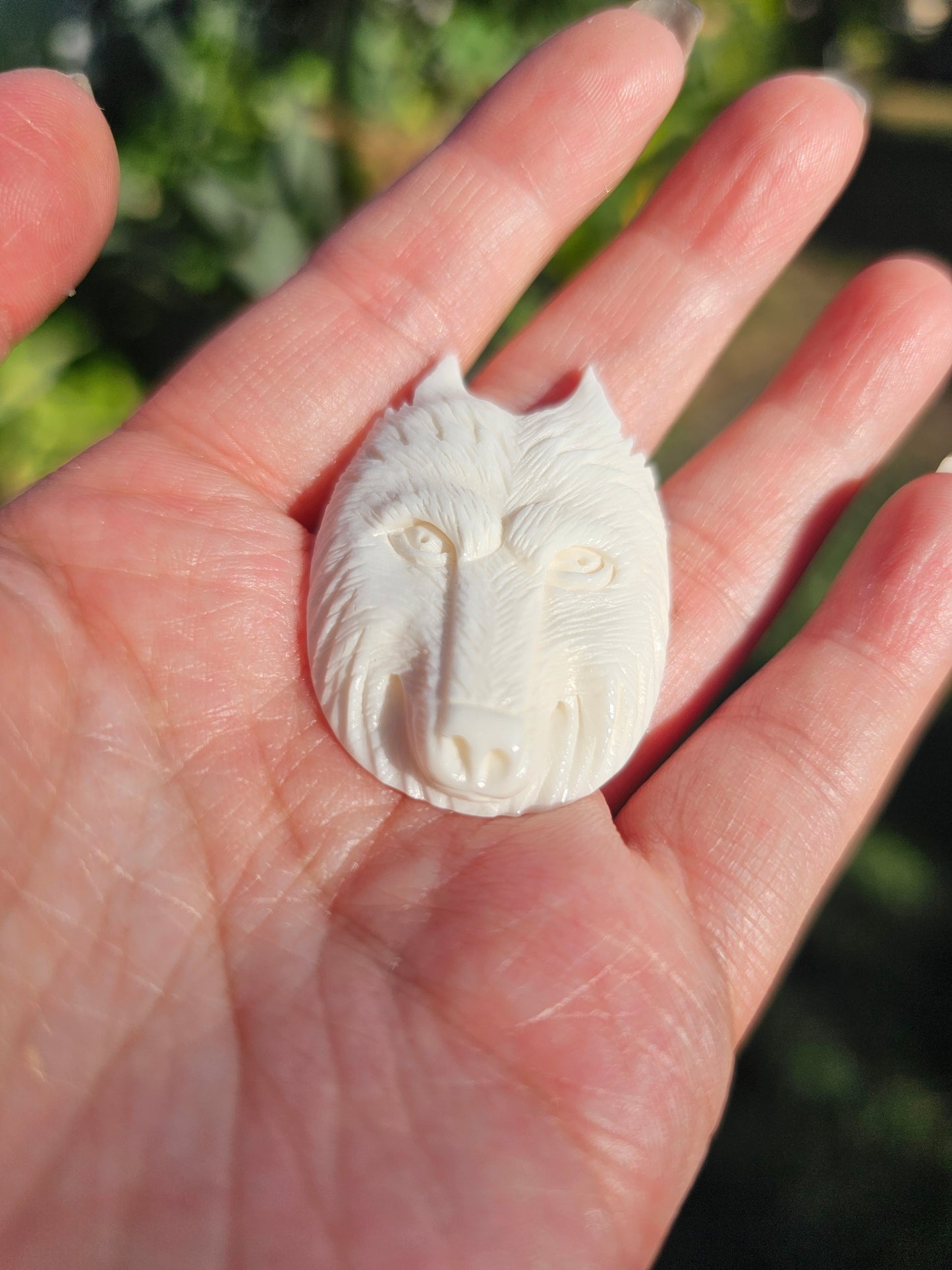 Bone wolf Carving