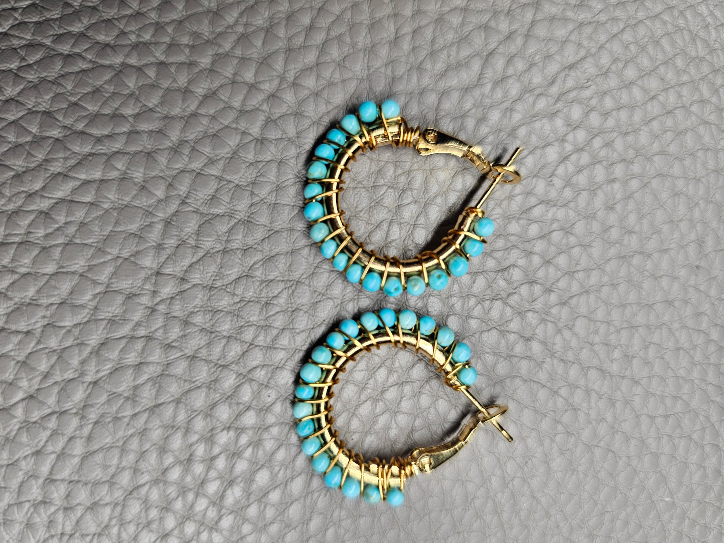 Baby blue clasp hoop earrings