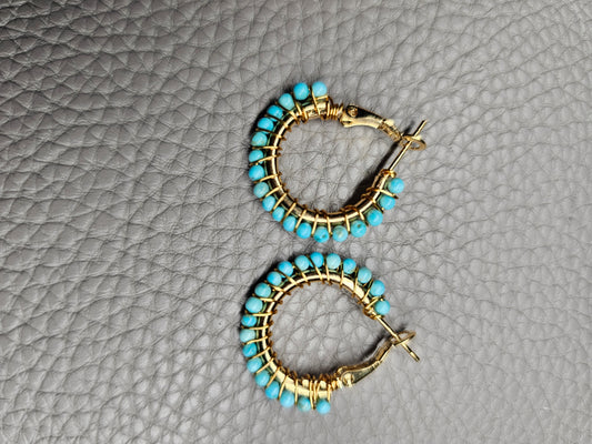 Baby blue clasp hoop earrings