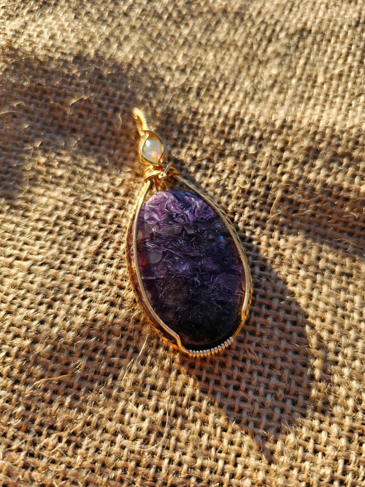 Charoite and welo opal