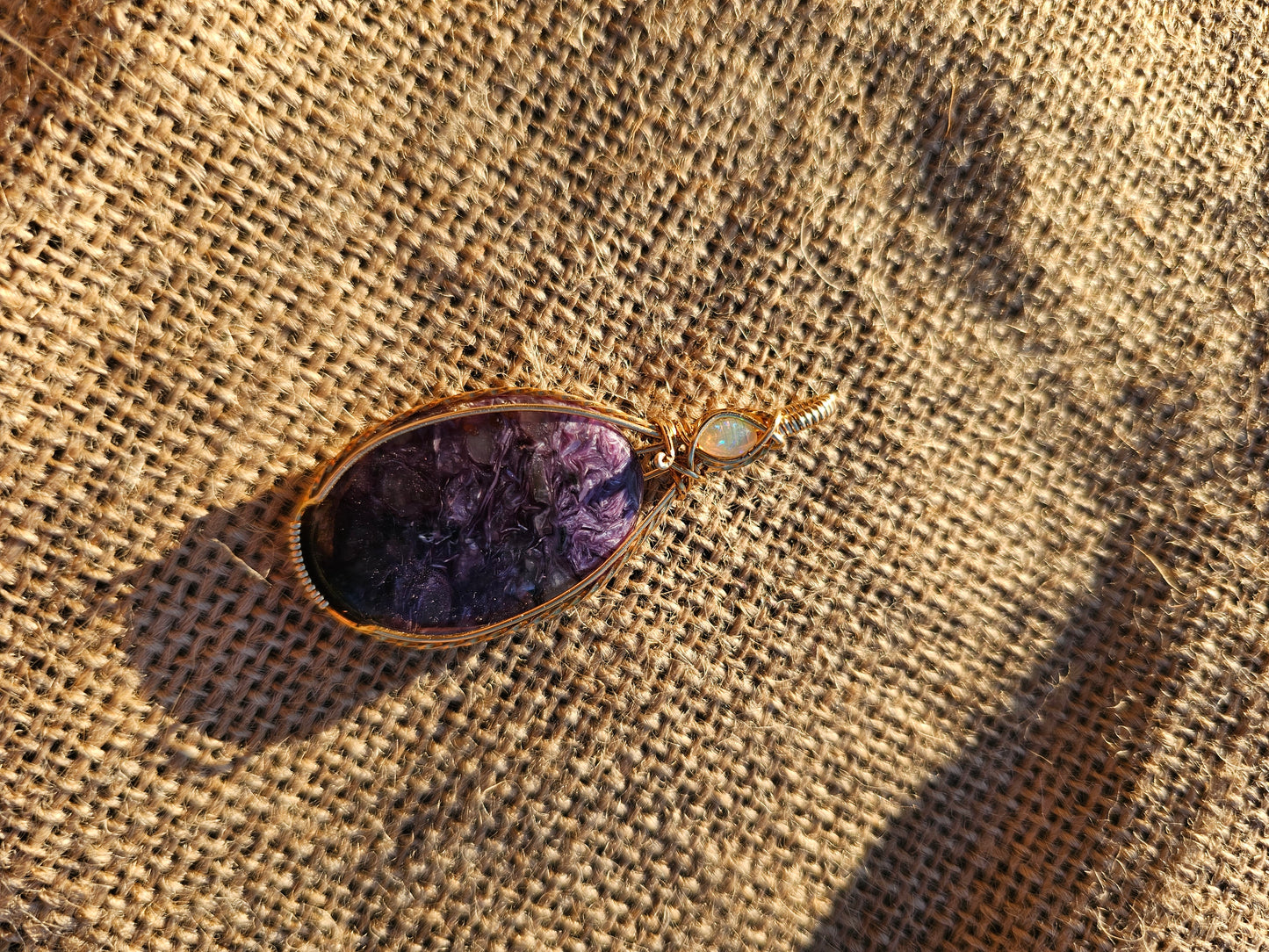 Charoite and welo opal