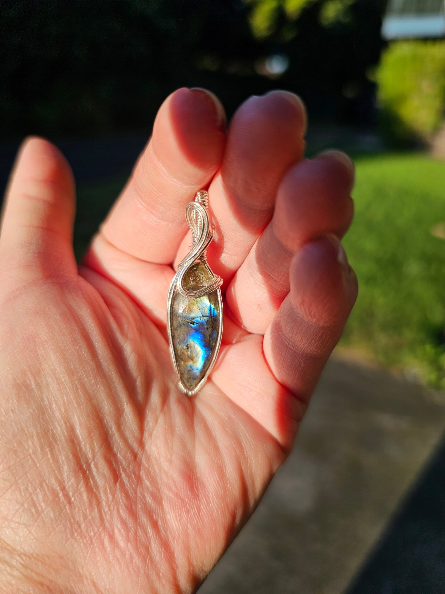 Labradorite with moldavite 925