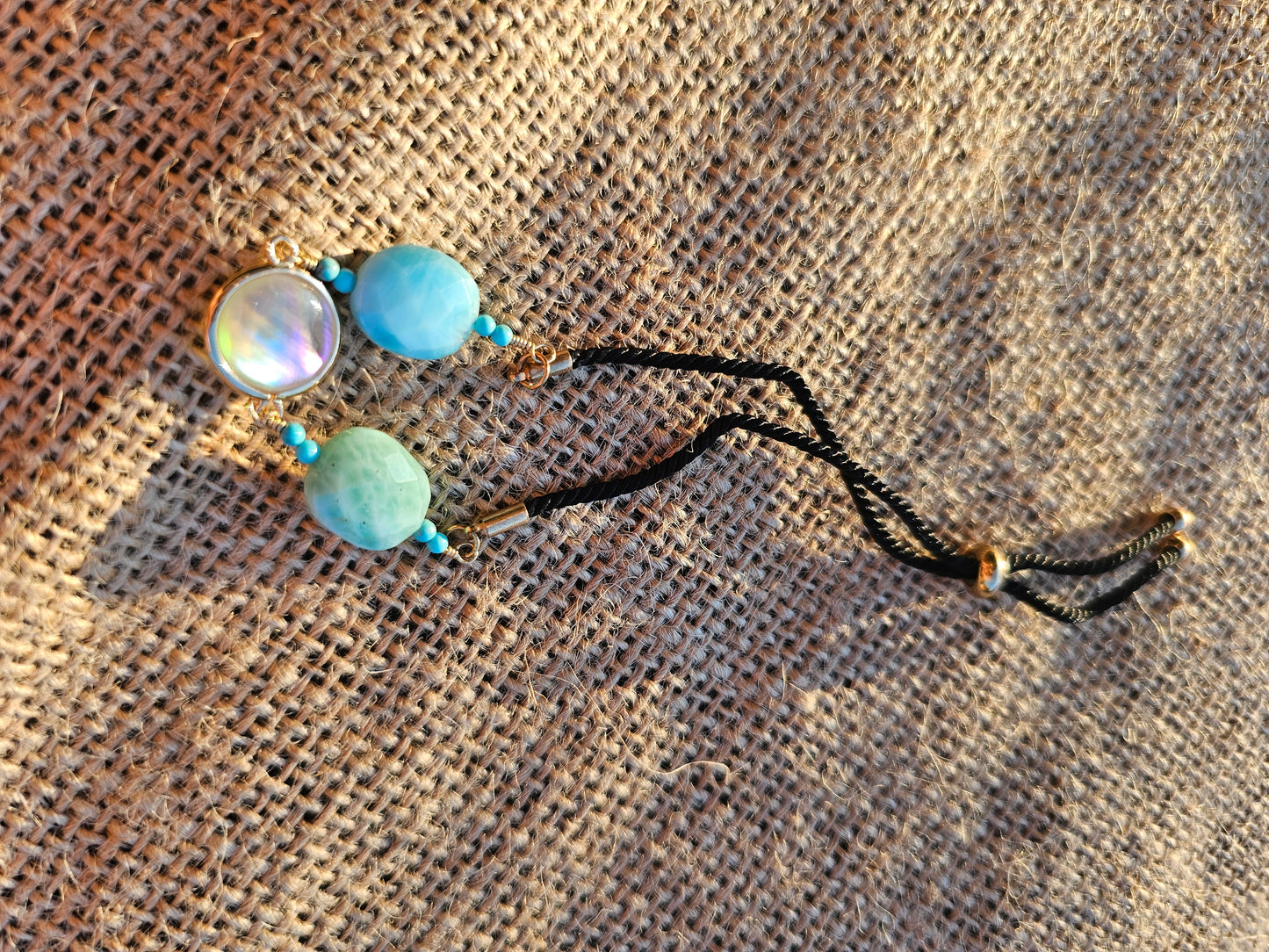 Larimar +Pearl bracelet