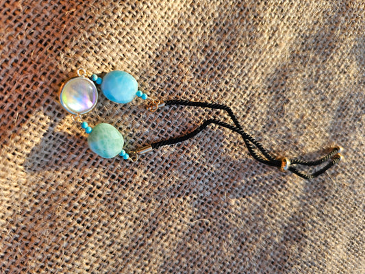 Larimar +Pearl bracelet
