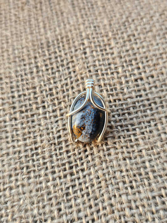Pietersite beetle necklace