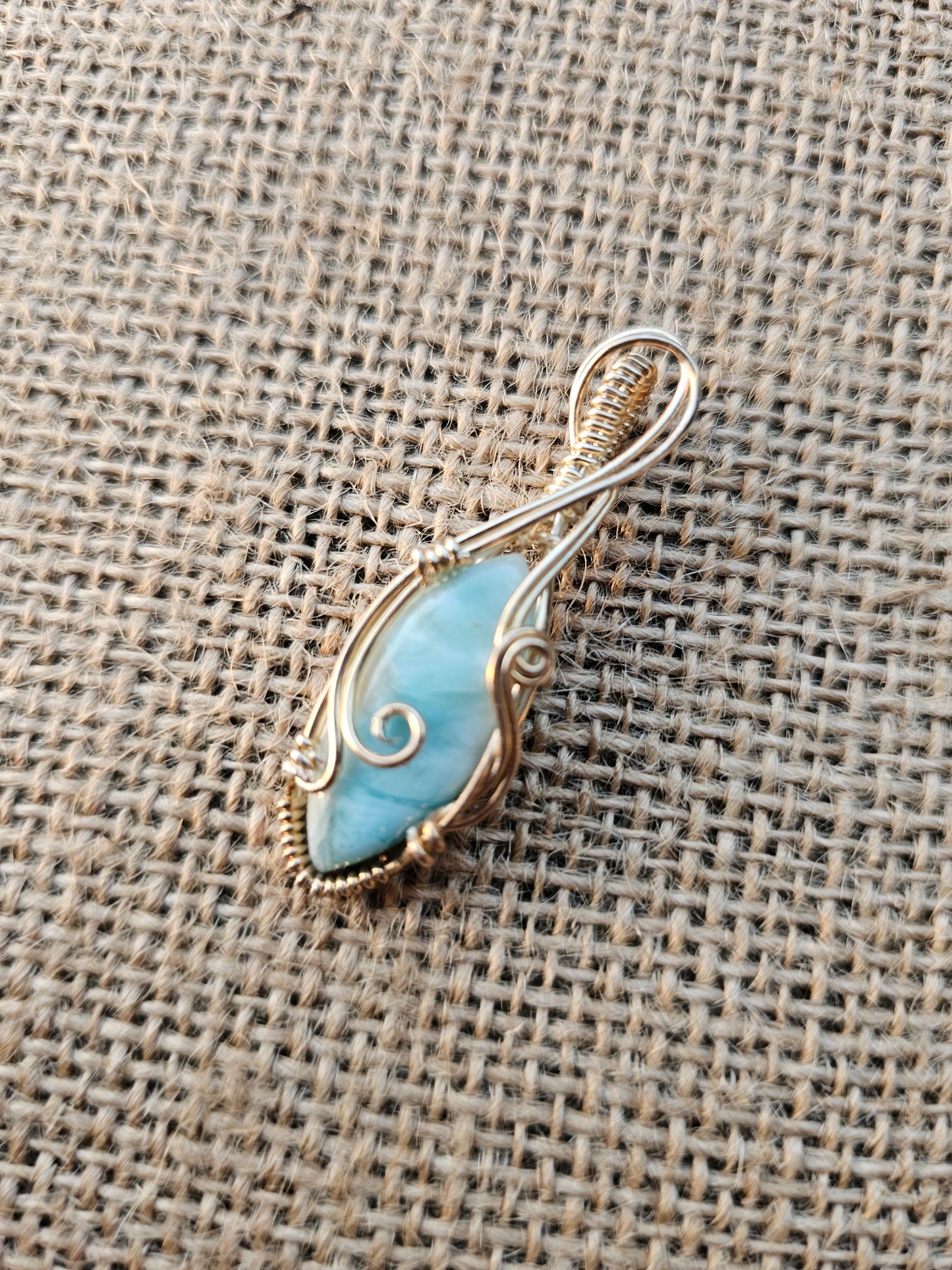 Larimar wrapped in silver