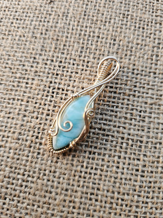 Larimar wrapped in silver