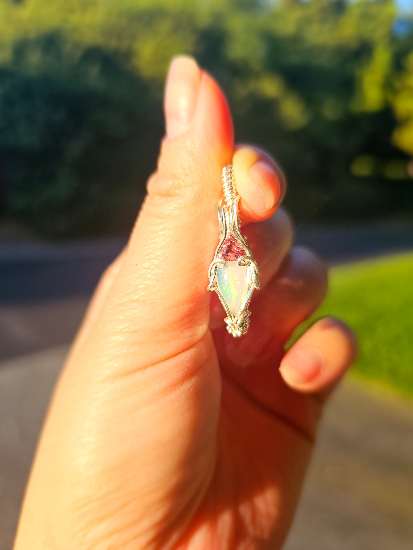 Welo opal and tourmaline necklace