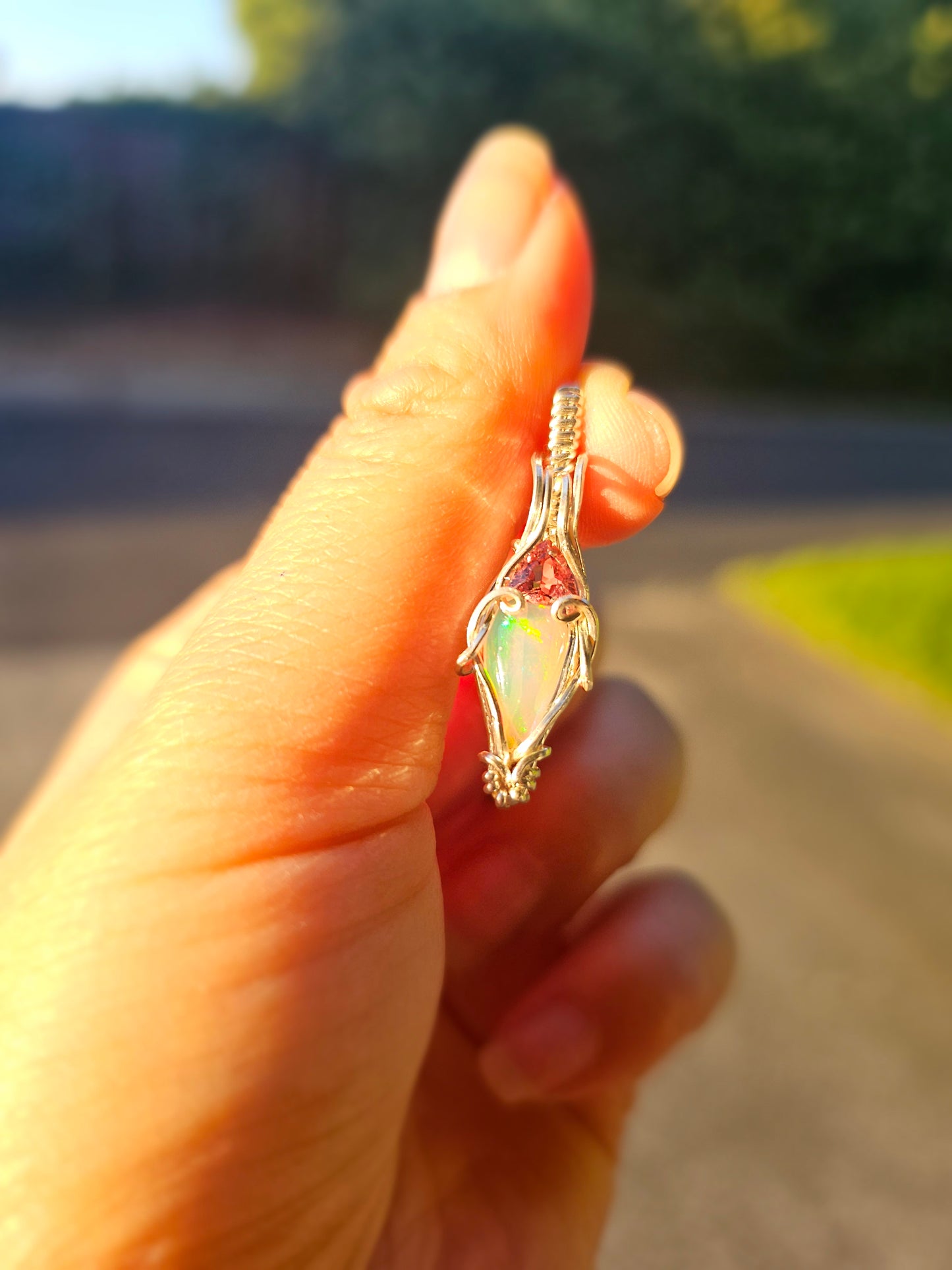 Welo opal and tourmaline necklace