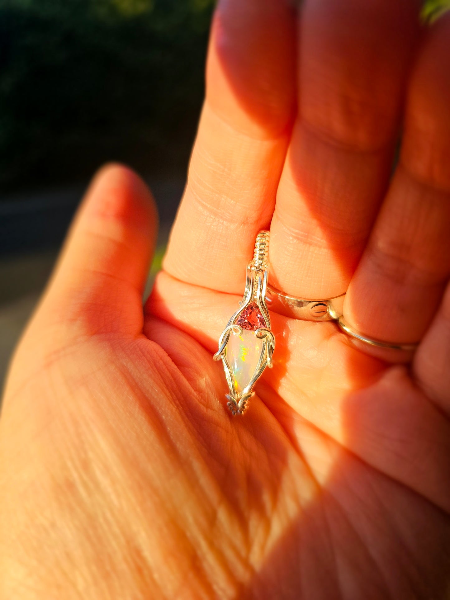 Welo opal and tourmaline necklace
