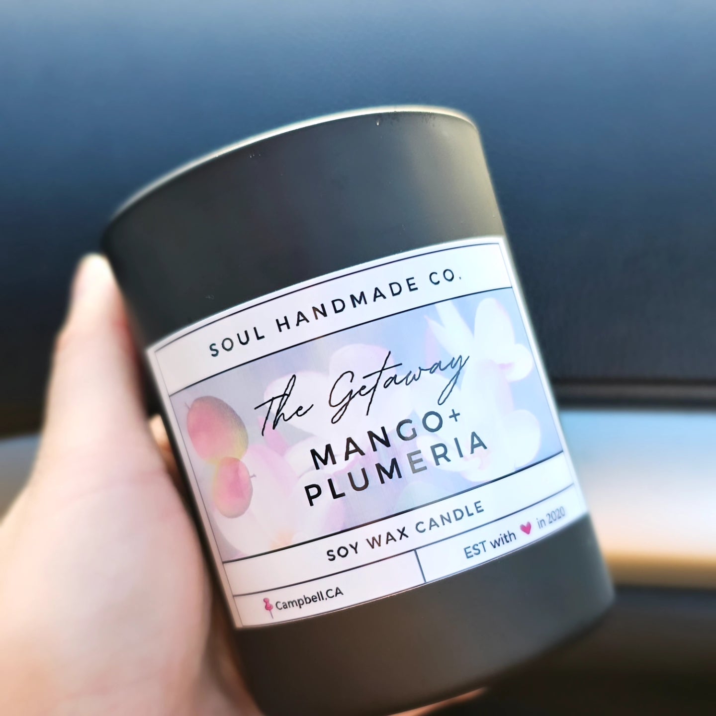 7oz Mango and plumeria hand crafted soy candle