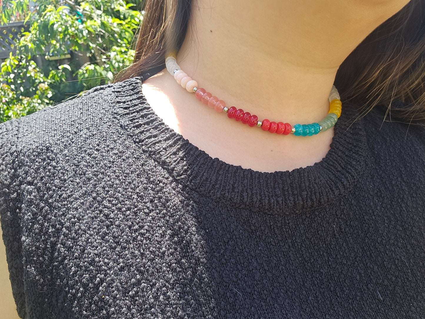 Colored jade necklace