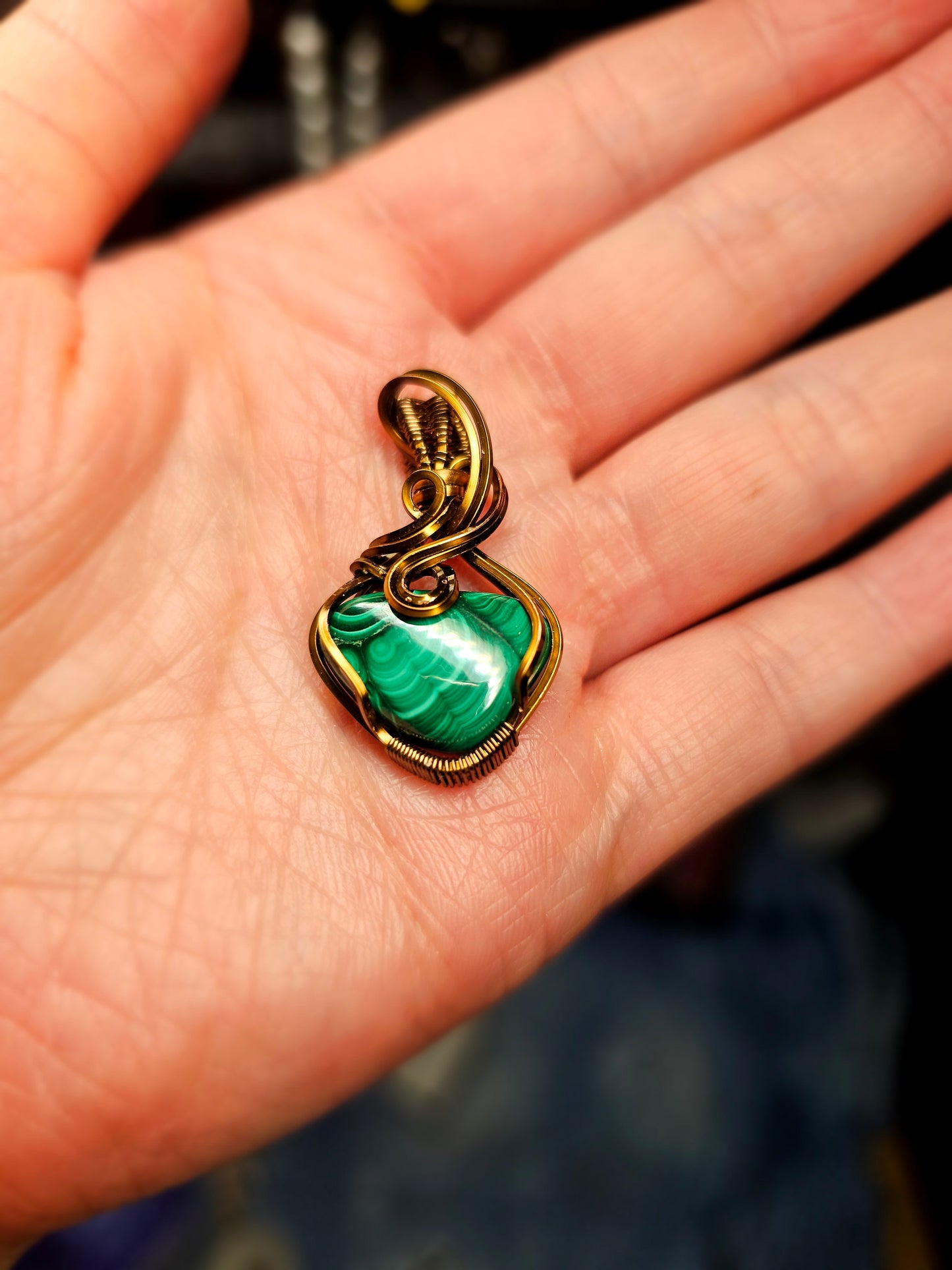 Malachite in German antique brass