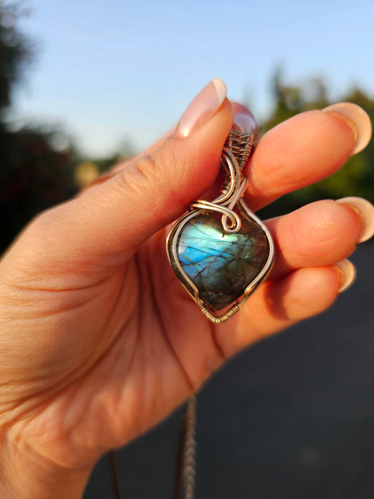 Blue labradorite heart