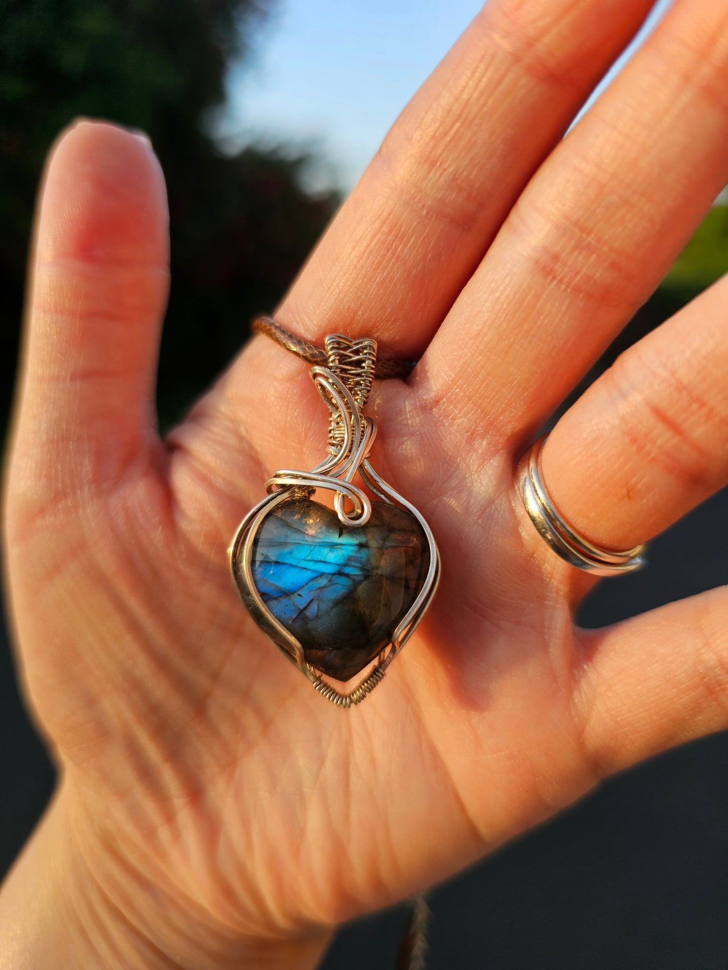 Blue labradorite heart