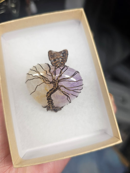 Amethyst tree of life heart