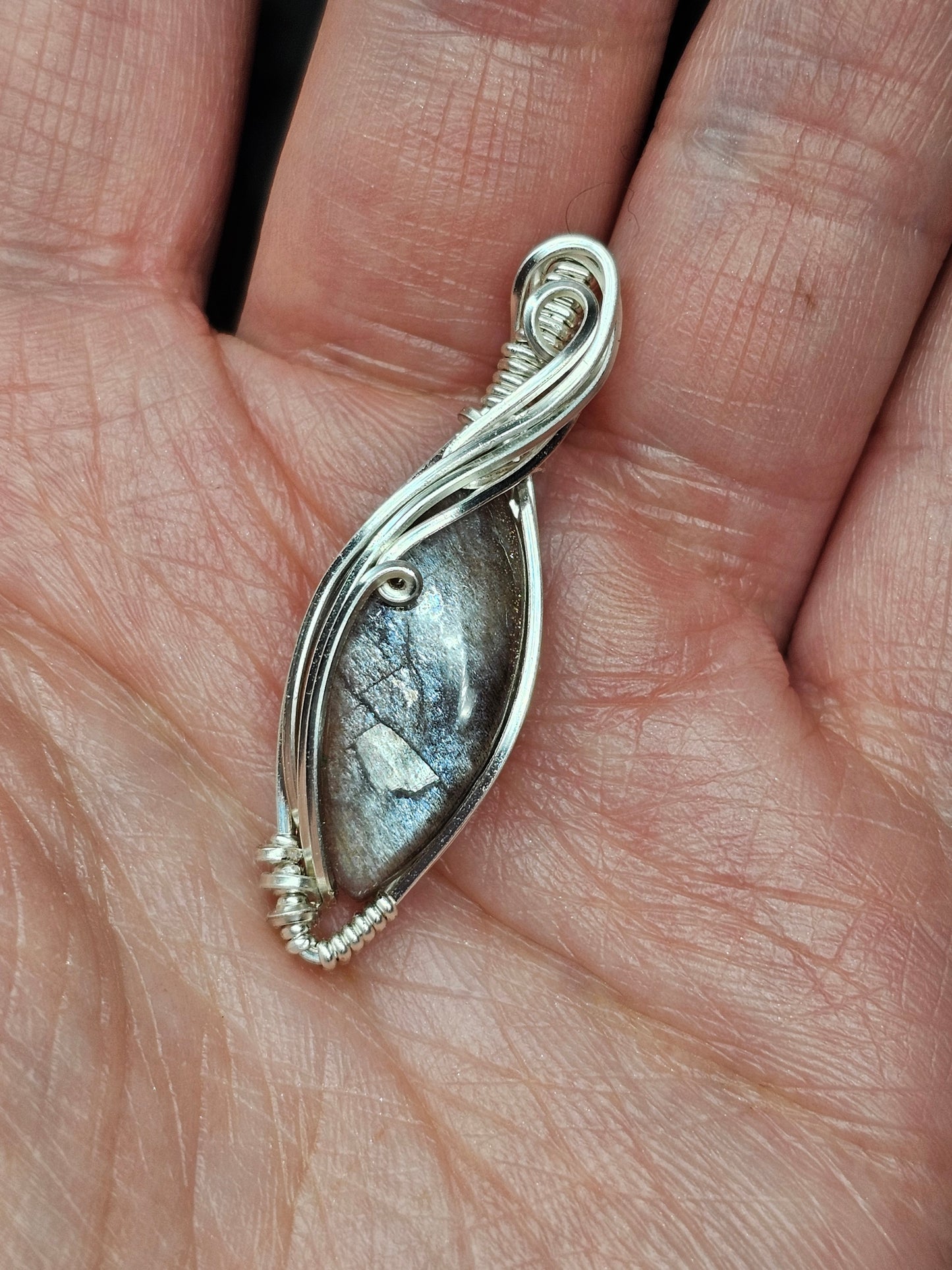 Black Moonstone in silver