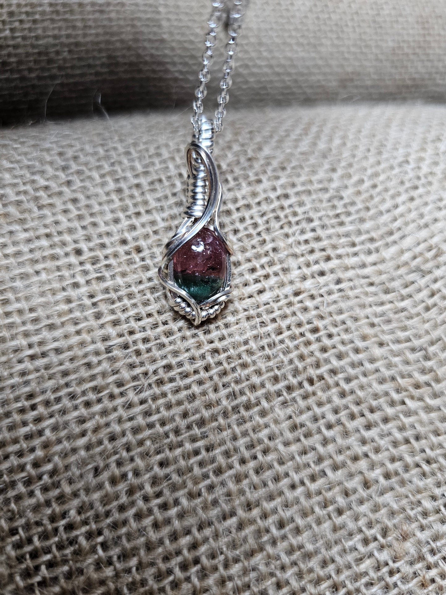 Watermelon tourmaline necklace