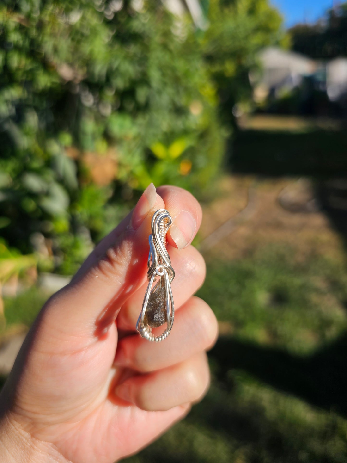 Moldavite in silver