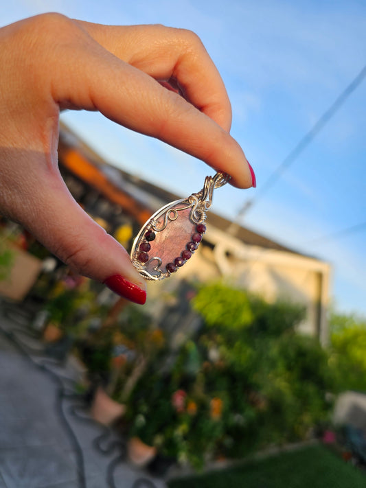 Purple labradorite heart and garnet