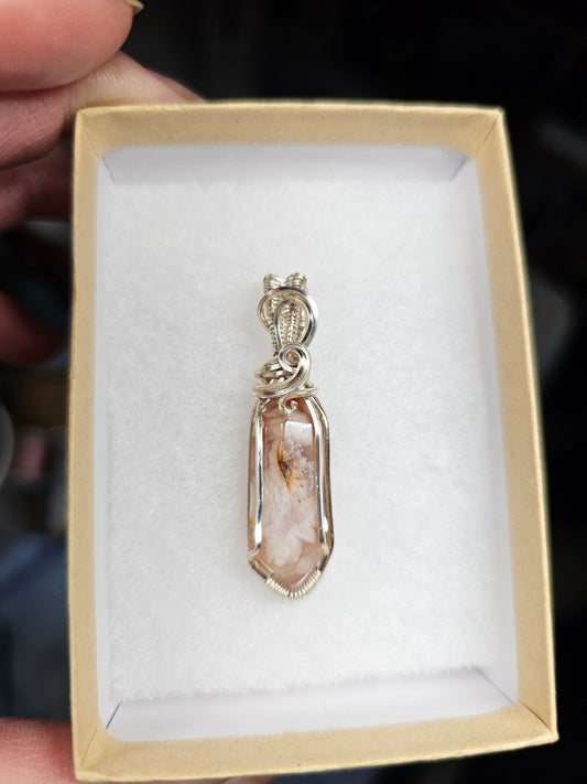Flower agate in silver