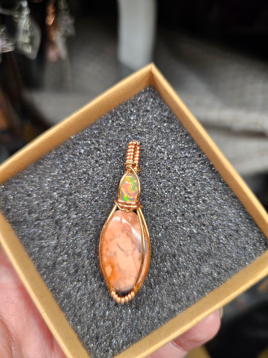 Flower agate × Welo opal