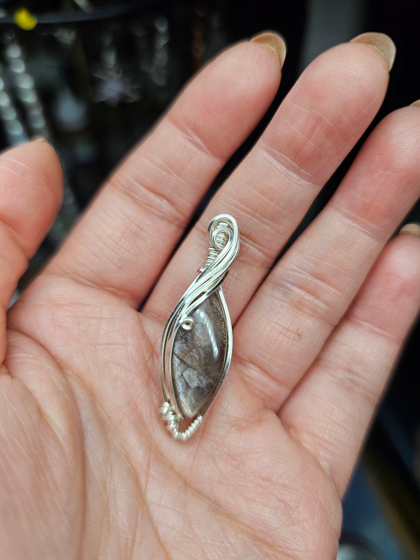 Black Moonstone in silver