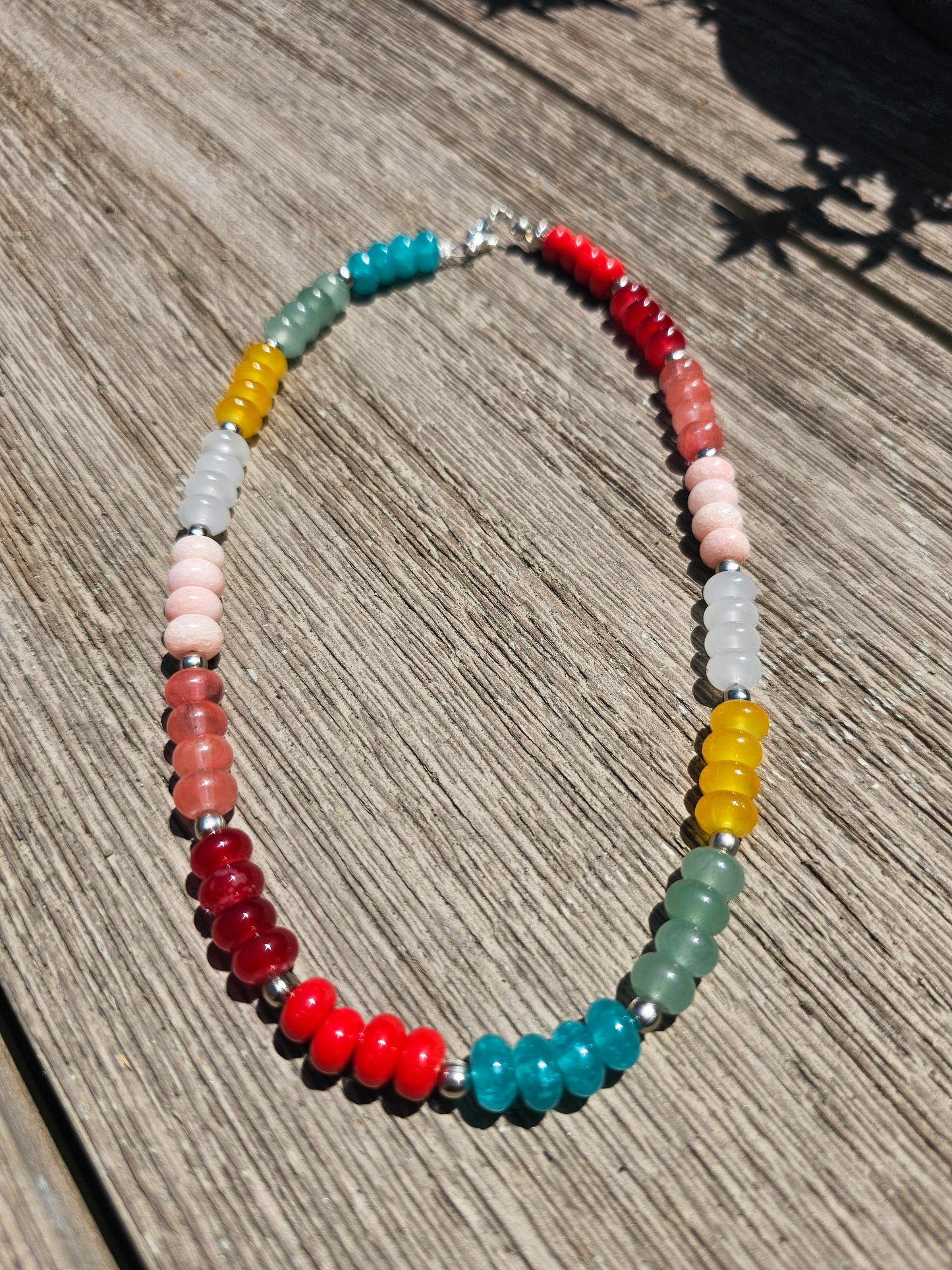 Colored jade necklace