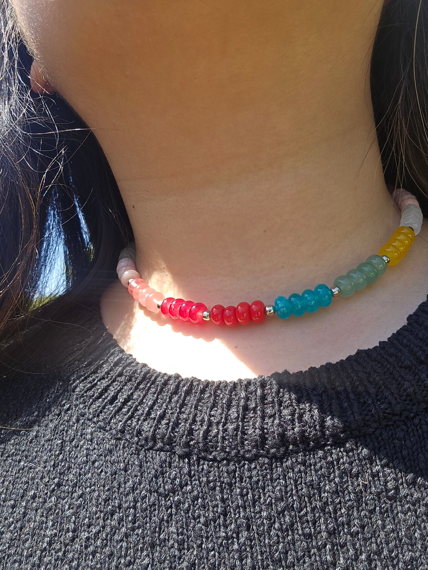 Colored jade necklace