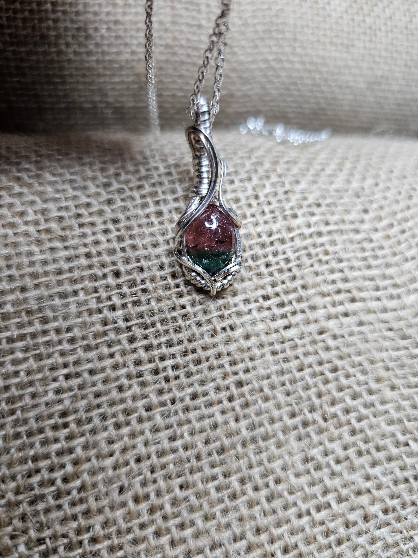 Watermelon tourmaline necklace