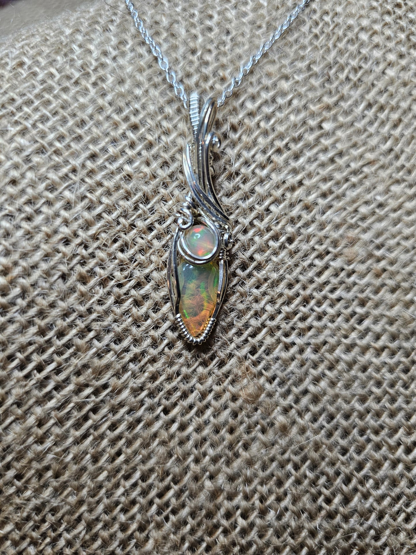 Double opal necklace