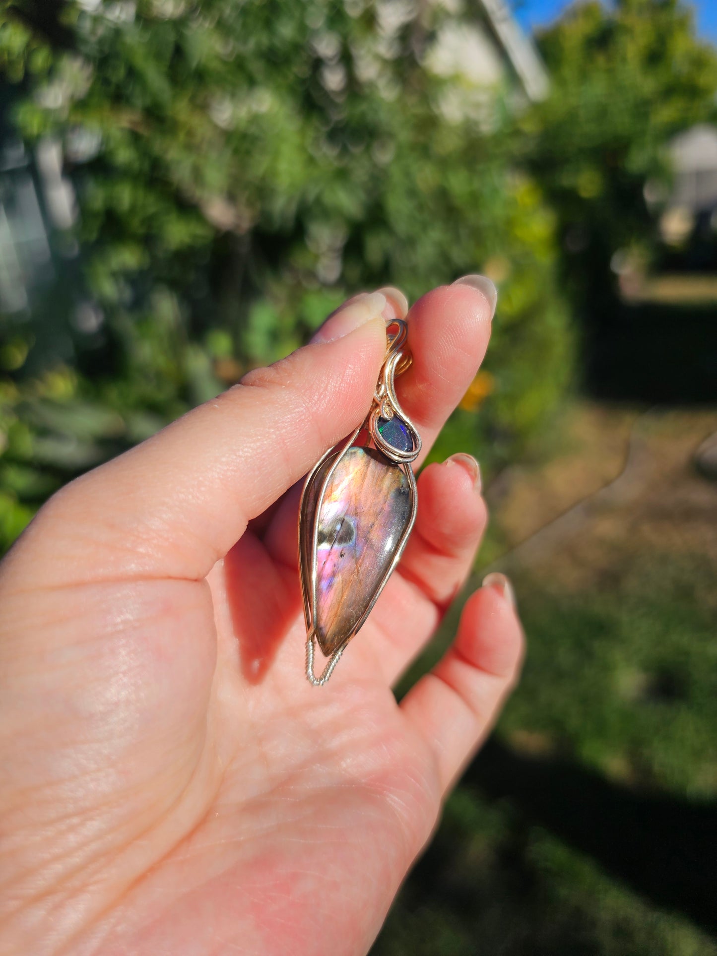 Vibrant labradorite and opal