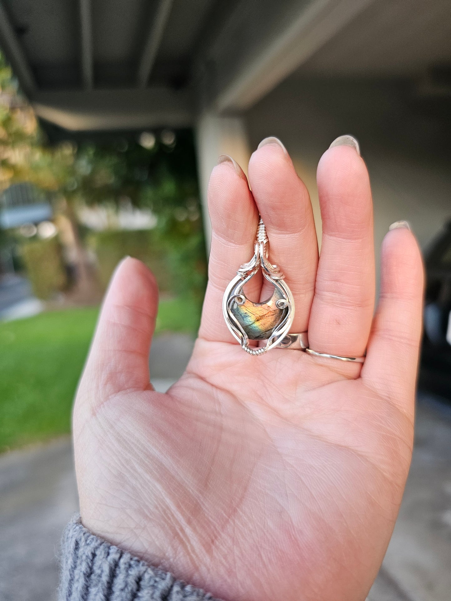 Labradorite moon necklace