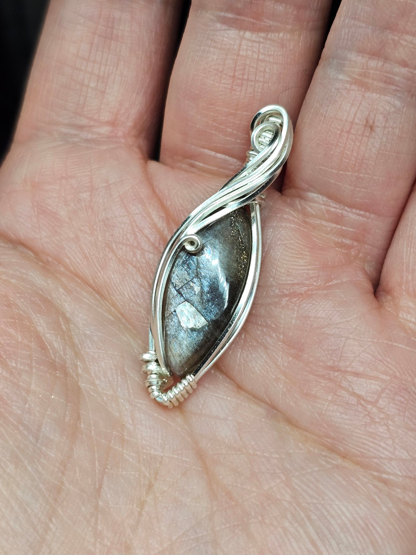 Black Moonstone in silver