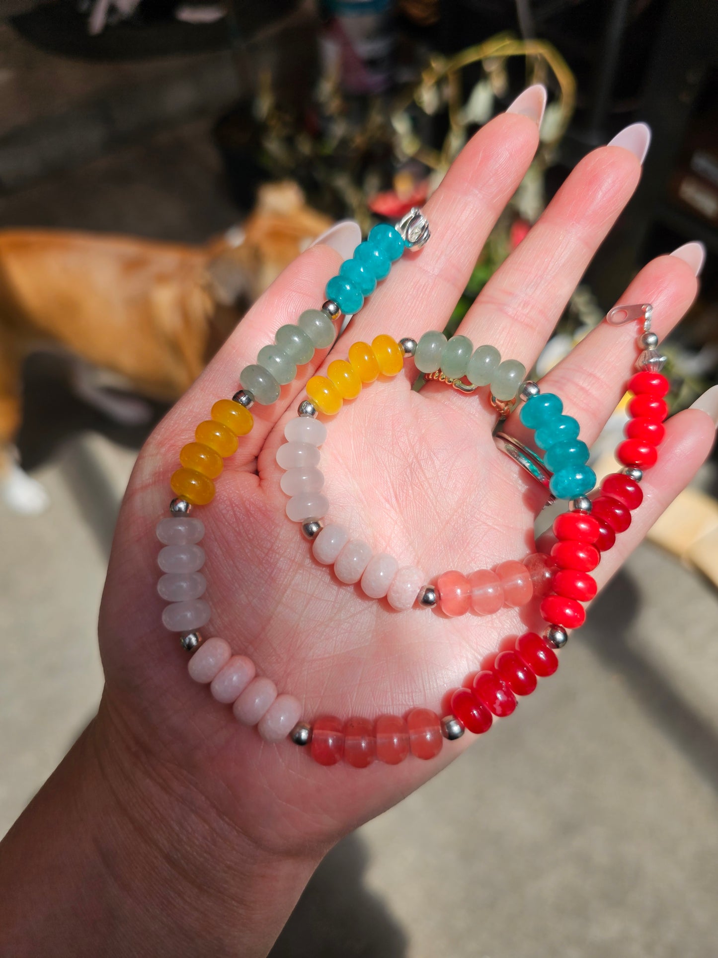 Colored jade necklace