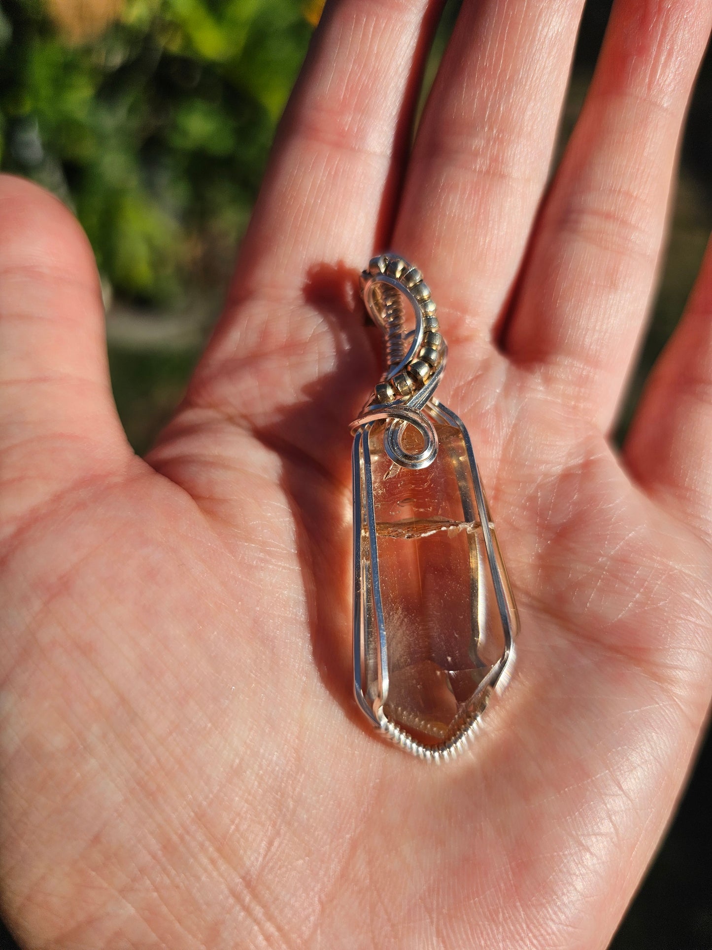 Citrine point in silver