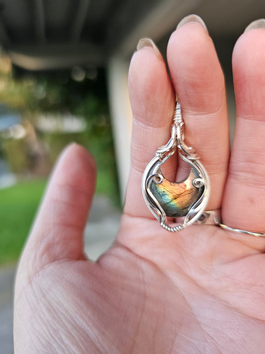 Labradorite moon necklace