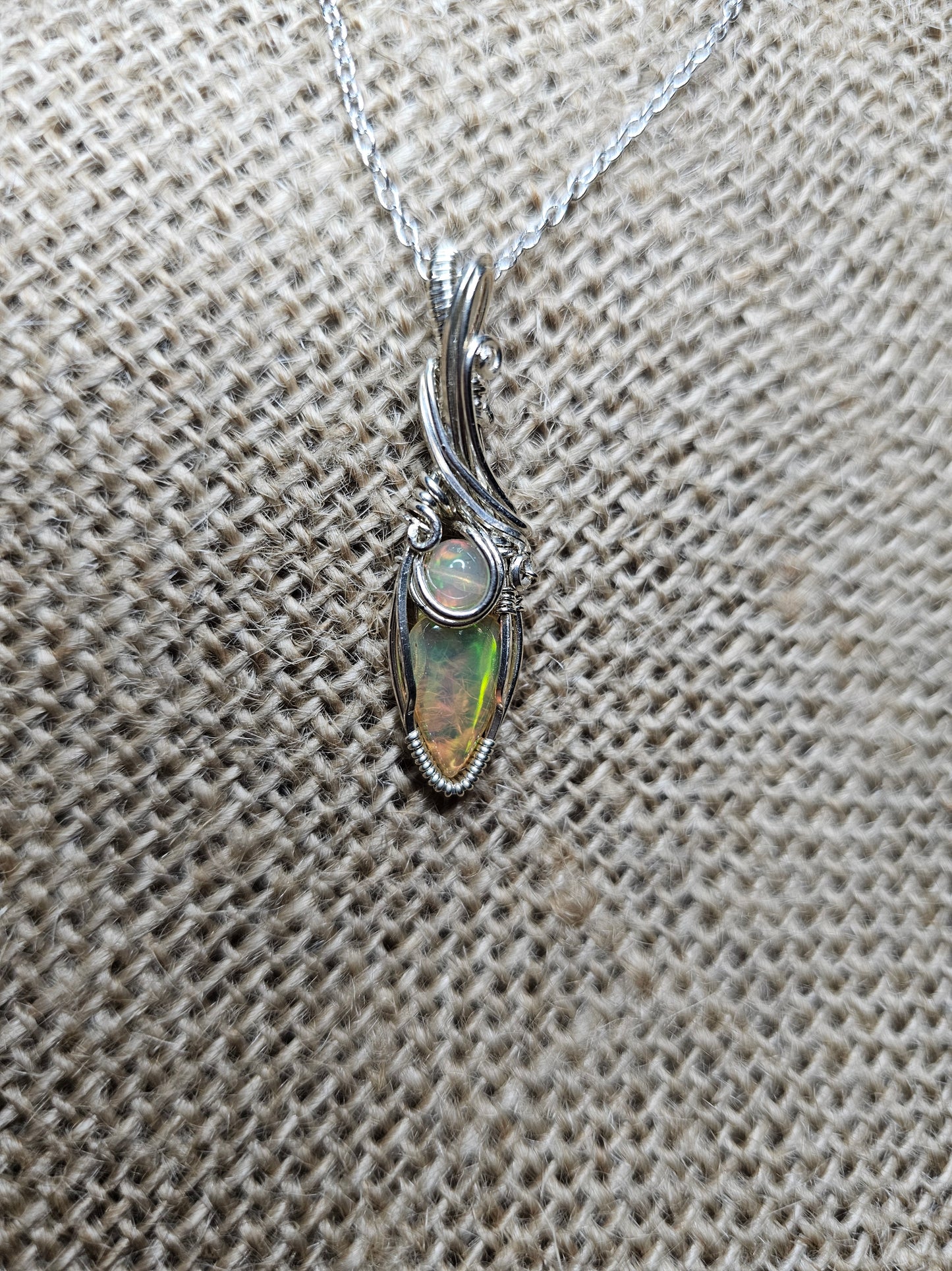 Double opal necklace