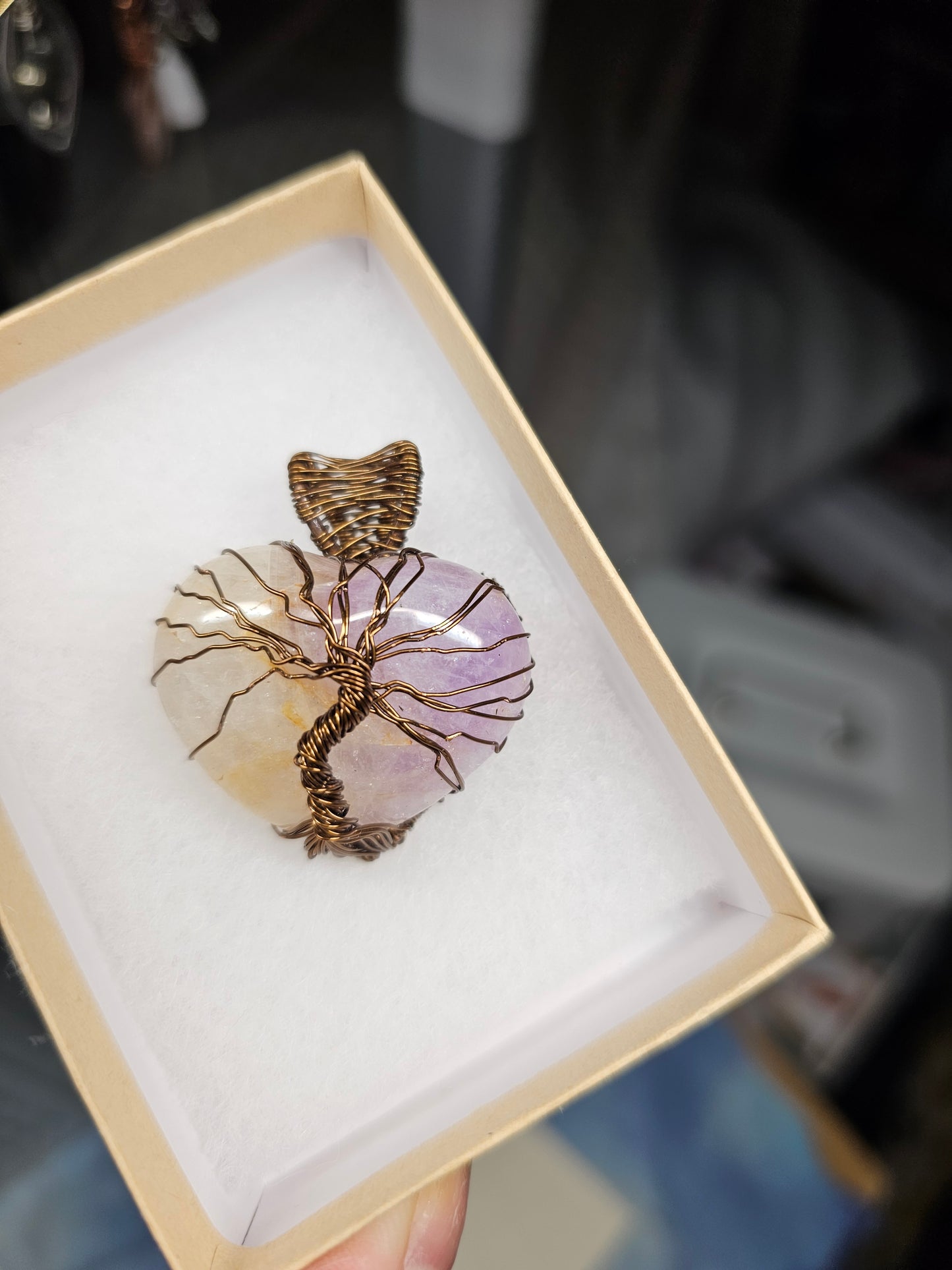 Amethyst tree of life heart