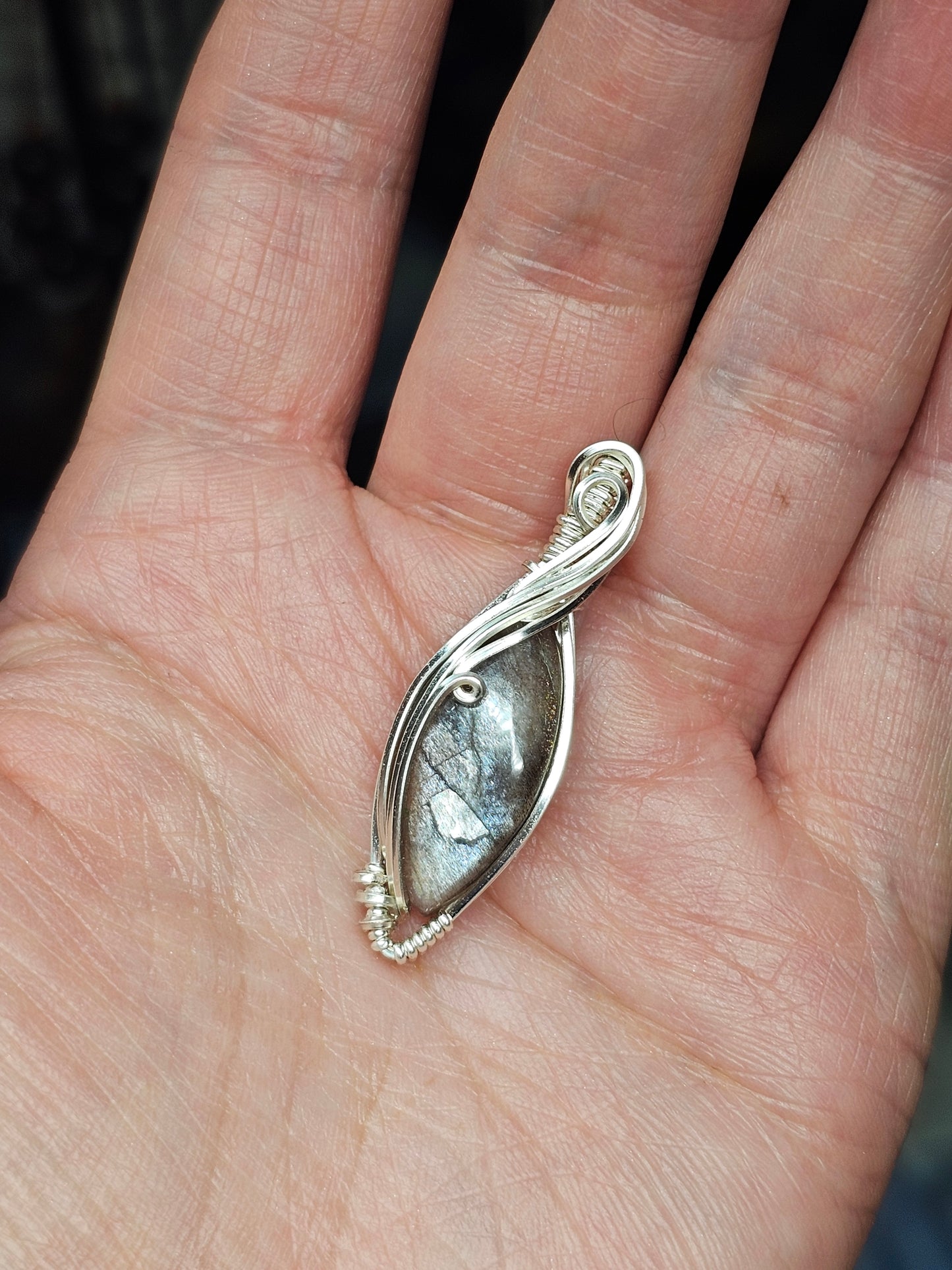 Black Moonstone in silver