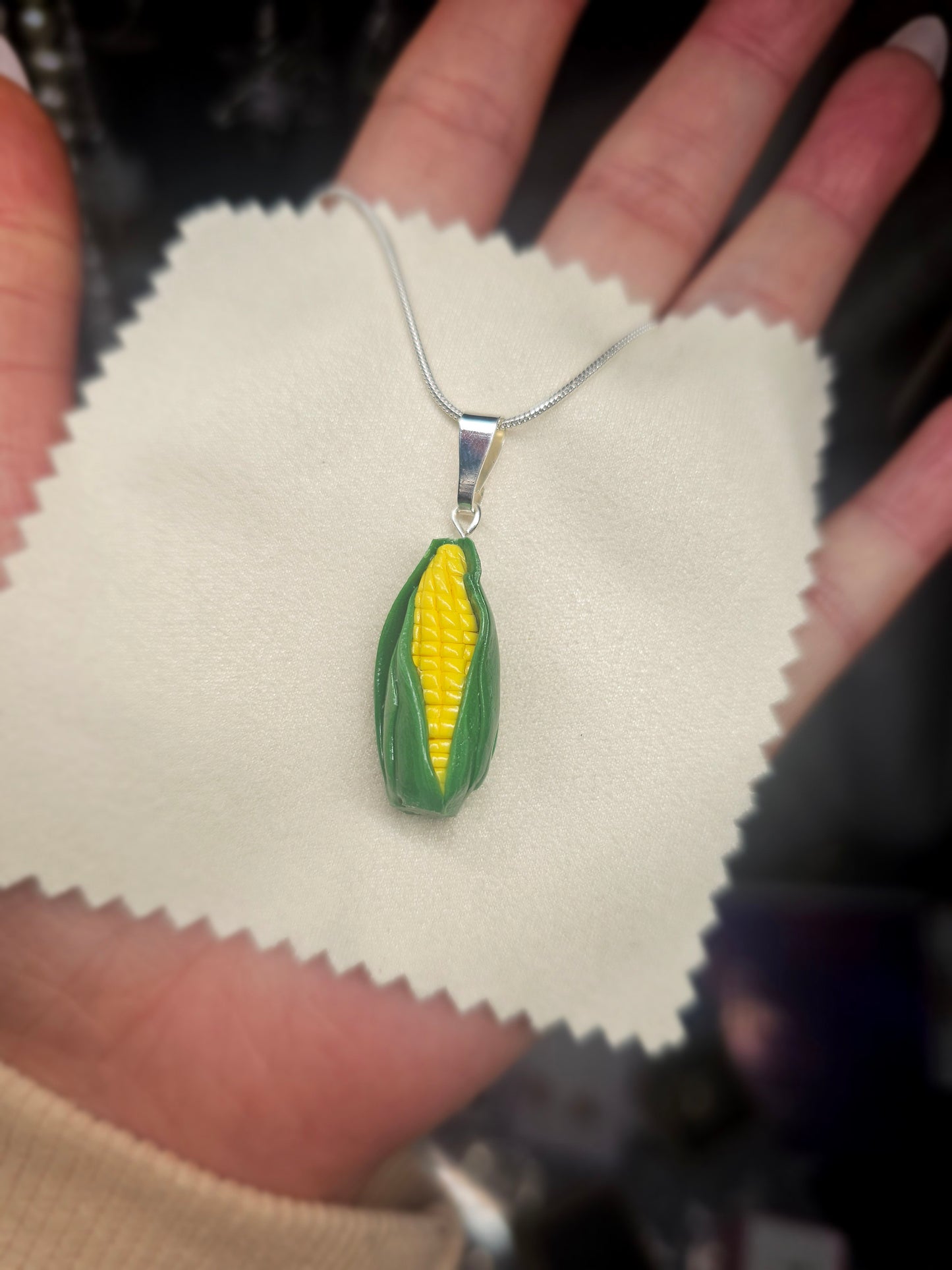 Corn pendant on necklace chain