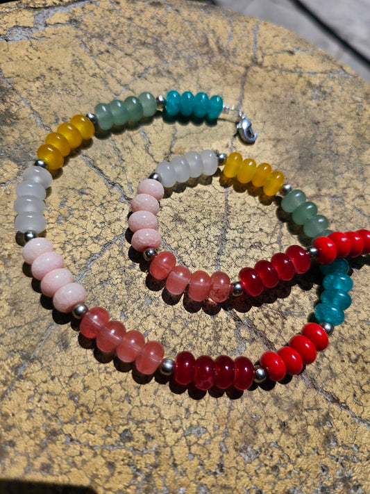 Colored jade necklace